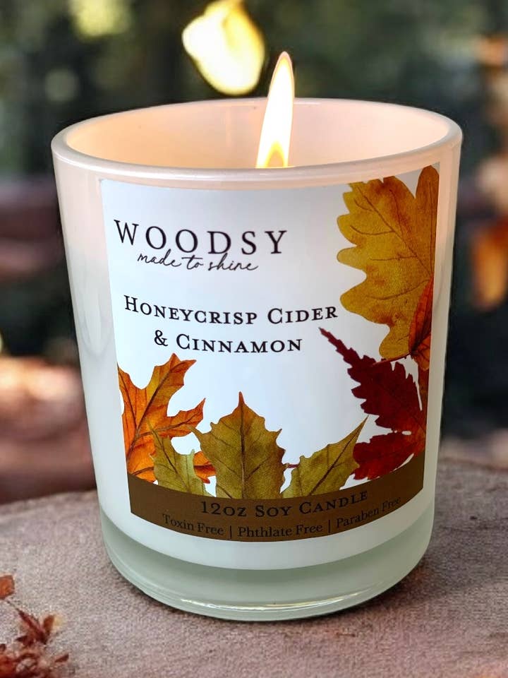 Couvercle en bois - Bougie aquarelle vintage Honeycrisp Cider/Cinn pour la vente par Woodsy Homelife