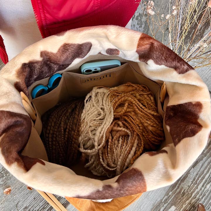 Atenti - Wholesale Knitting/Crochet Supplies - Knitting and Crochet Organizer Project Bag: Sherpa Hope Basket3