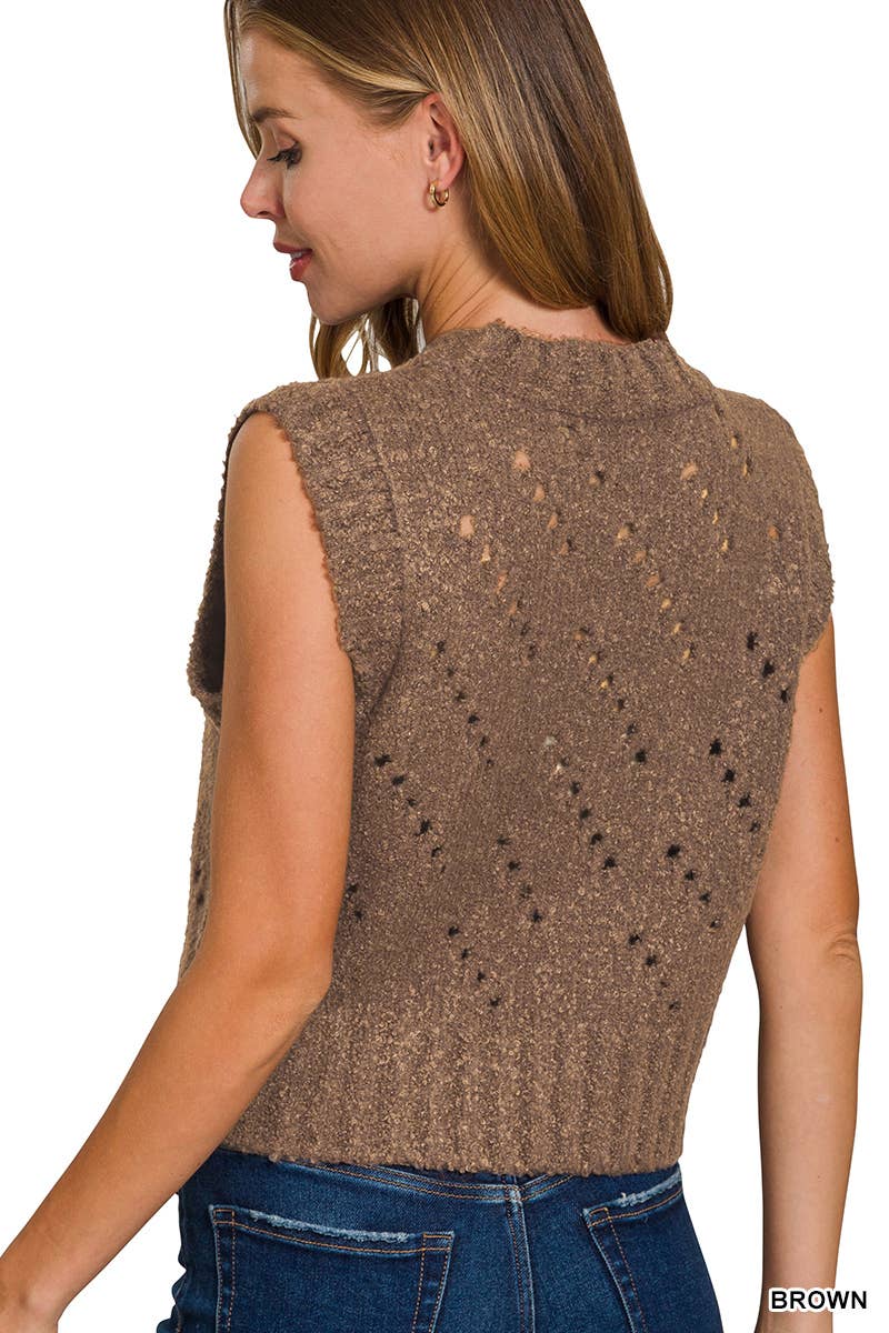 Vanilla Monkey - Wholesale Sweater Vest - Women's - Textured Wool Sweater Vest8