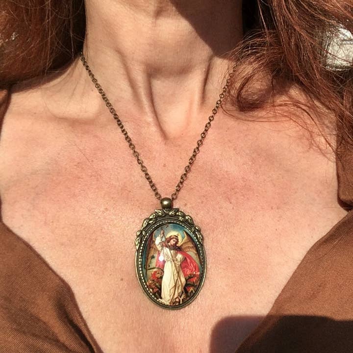 Elysium Pendants – Colar pingente/pendente por atacado – Arcanjo Miguel, São Miguel matando o dragão, Archang