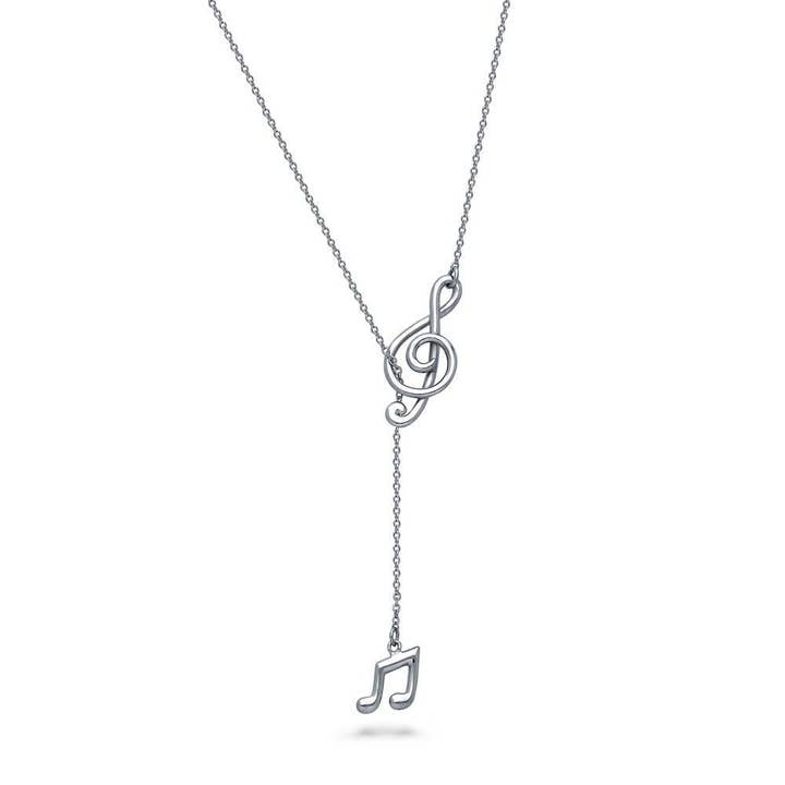 BERRICLE Treble Clef Music Note Lariat Necklace for wholesale by BERRICLE