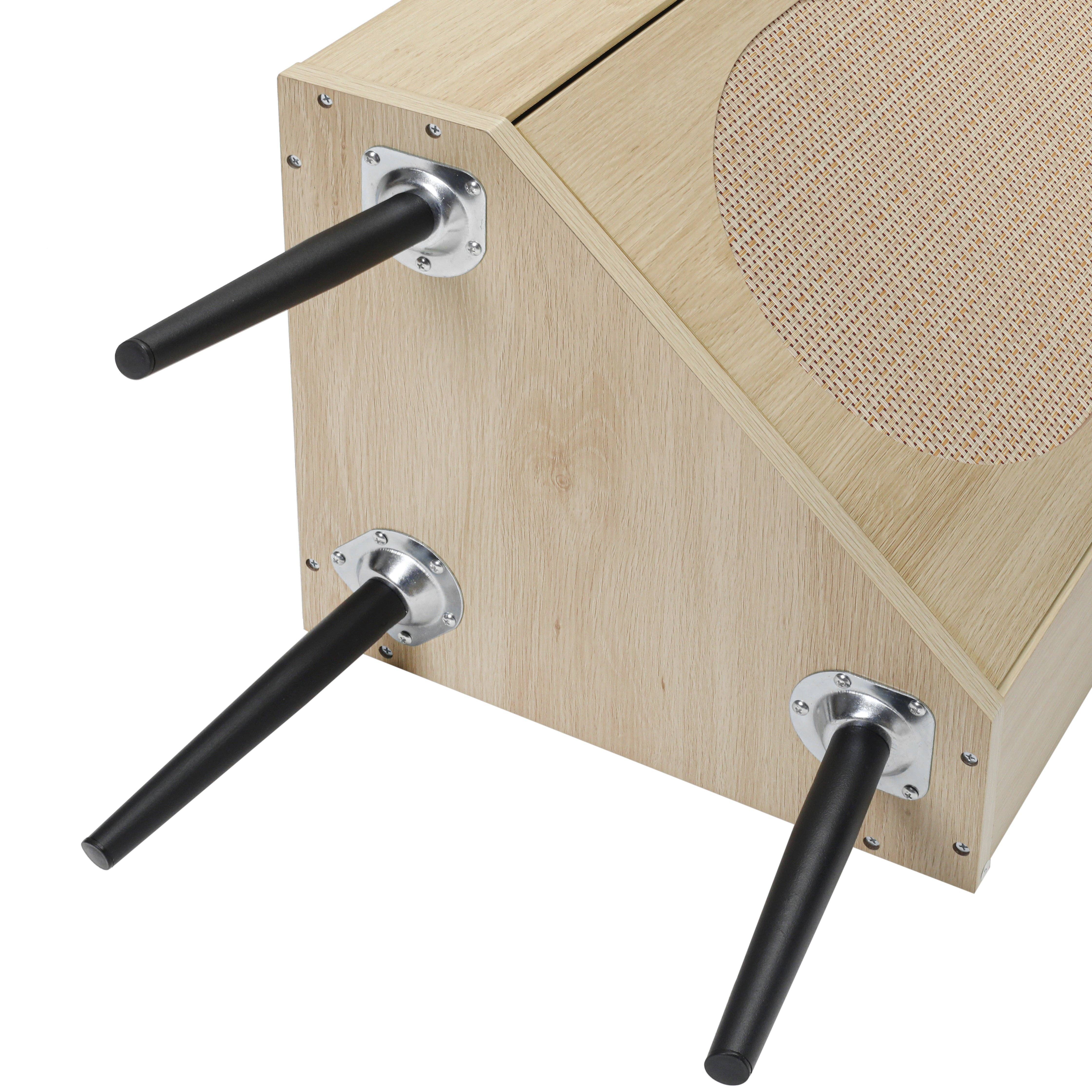 Orange County Decor - Wholesale Cabinet - Corner Cabinet ,Rattan Door,Freestanding Corner Tables For Small Spaces, Corner Shelf Stand For Living Room, Kitchen, Bathroom, Bedroom Natural Particle Board9