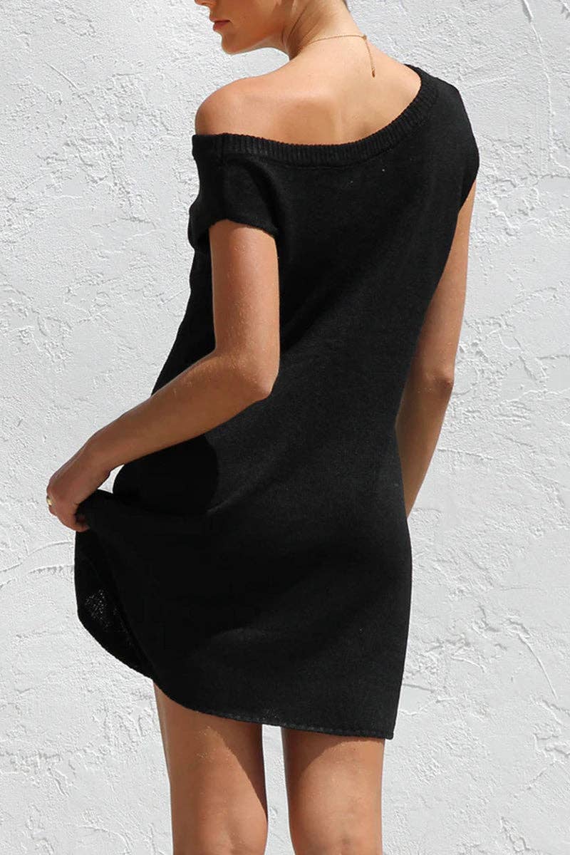 Mccolin - Venta al por mayor Vestido - Mujer - Minivestido tejido hombros descubiertos1