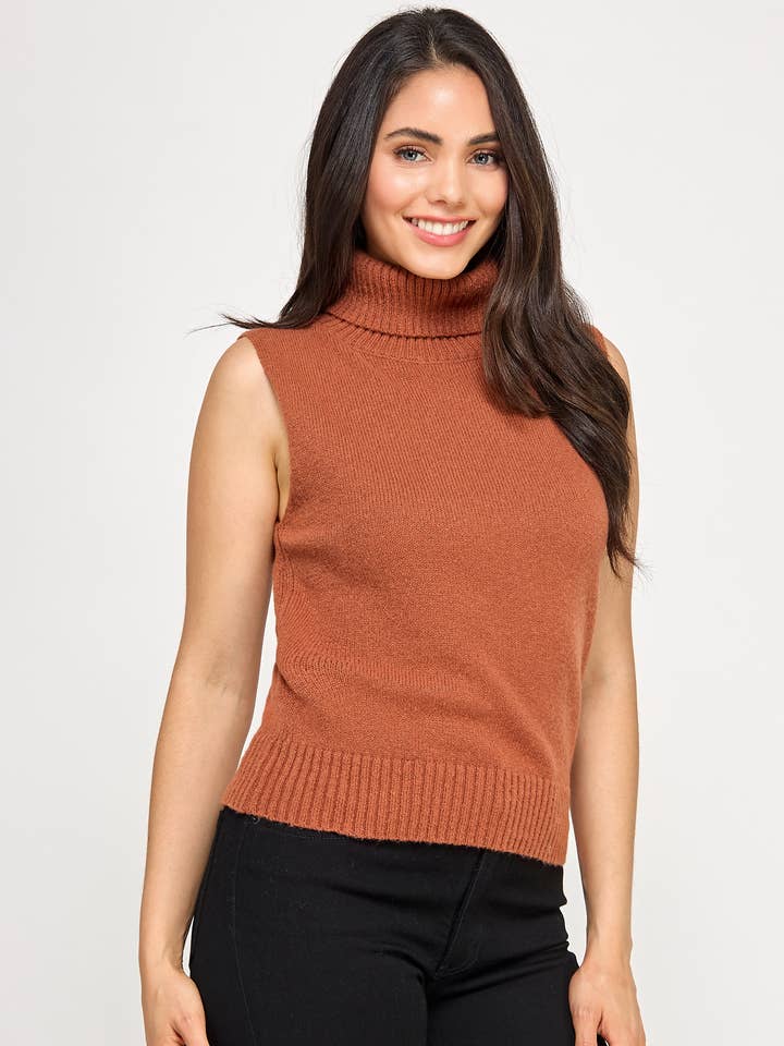 RT-4128-6 BRUSHED KNIT TURTLE NECK TANK for wholesale by Ellison