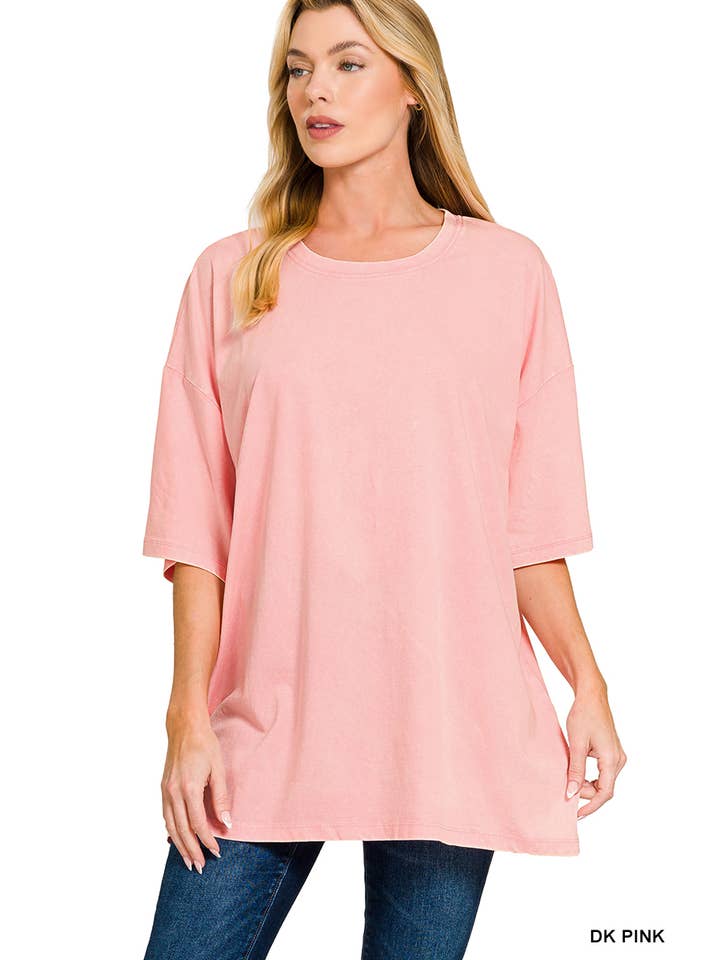 42POPS – wholesale Stickad topp - Dam – Acid Wash Bomullsöversized T-shirt SI-2430124