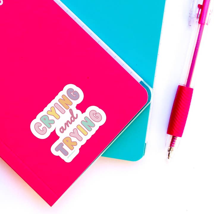 Fluffmallow (Custom duties for USA are pre-paid by us) - Wholesale Sticker - Crying & Trying Mental Health Chronic Illness Sticker2