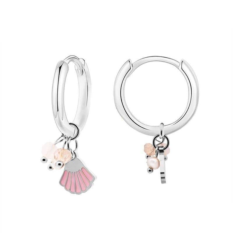 AMORINO SRL - Wholesale Dangle Earrings - HOOP EARRINGS WITH PINK SHELL AND BEADS0