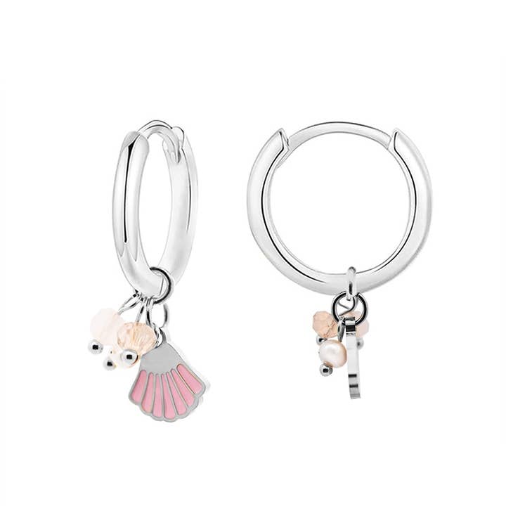 AMORINO SRL - Wholesale Dangle Earrings - HOOP EARRINGS WITH PINK SHELL AND BEADS