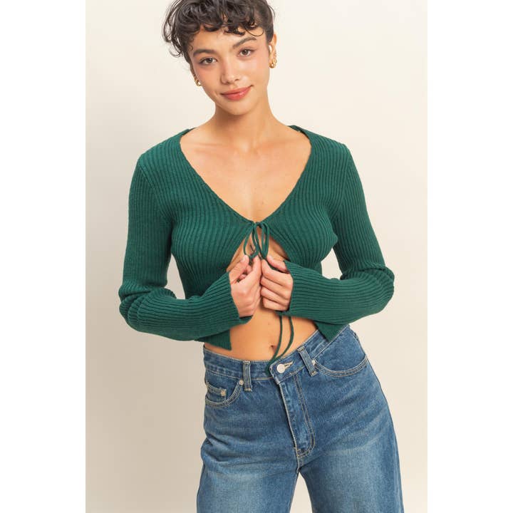 HYFVE - Wholesale Cardigan - Women's - Tie Front V Neck Ribbed Cardigan14