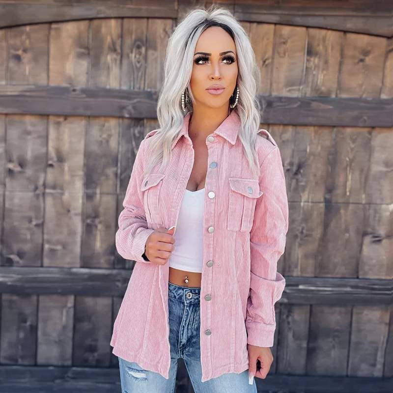 Fashion Combination – wholesale Skjortjacka/jackett – Dam – Tvättad manchesterjacka med knappar för kvinnor16