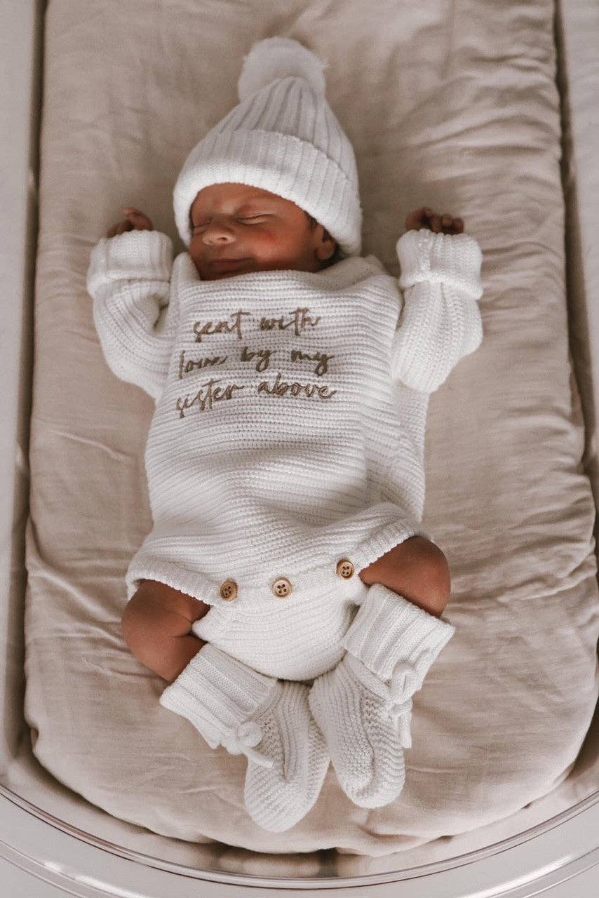 Petite + Co - Wholesale Jumpsuit - Baby - CLASSIC RIBBED ROMPER - MILK | PERSONALISED EMBROIDERY AVAILABLE4