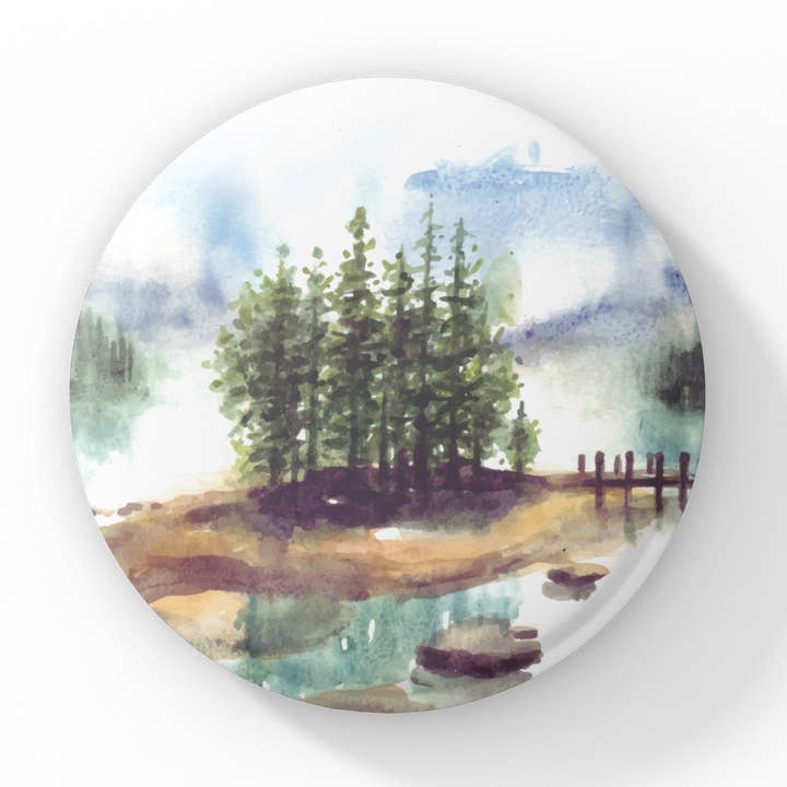 Forest Lake Pin, Forest Pin, Forest Magnet, Forest Keychain for wholesale by NatureCuts