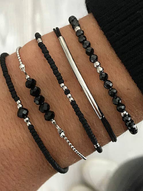 Bracelet Set 'Black & Silver' for wholesale by Mint15