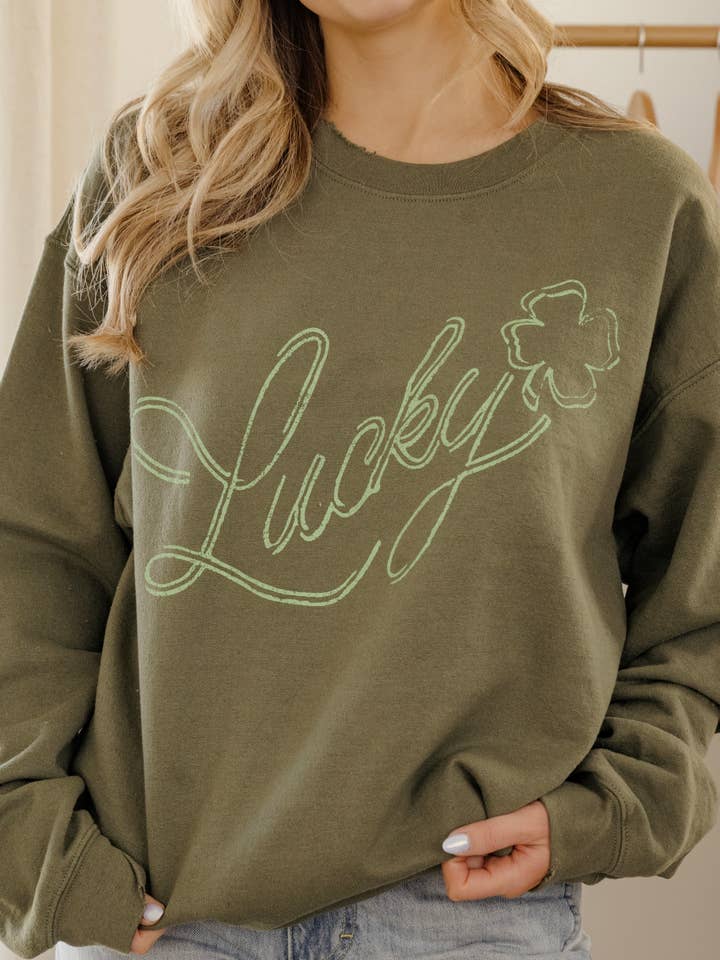 St. Paddy's Day Lucky Green Thrifted Sweatshirt for wholesale by LivyLu