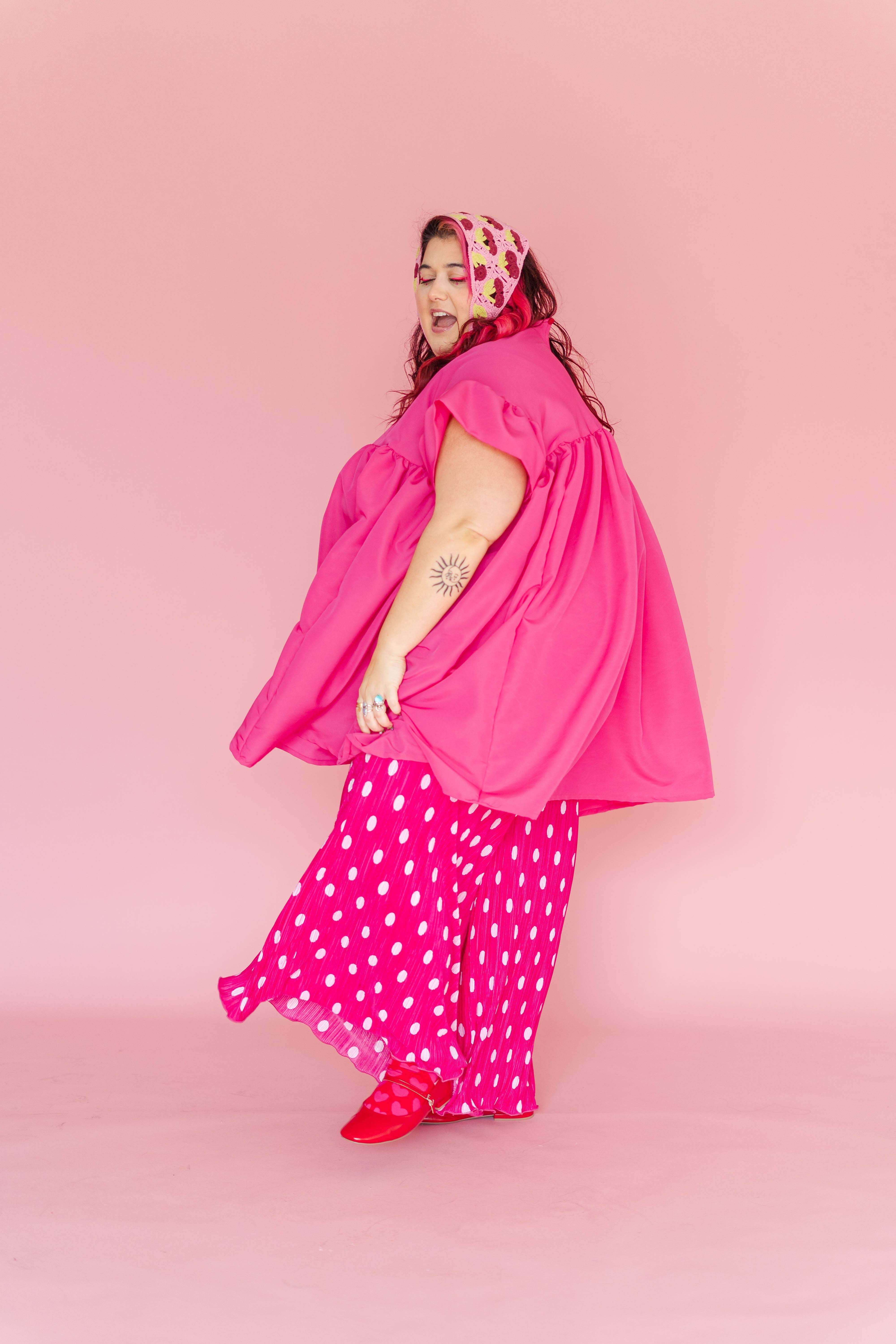 Nettle Studios - Wholesale Dress - Women's - Hot Pink Mini Mushroom Dress - Size Inclusive4