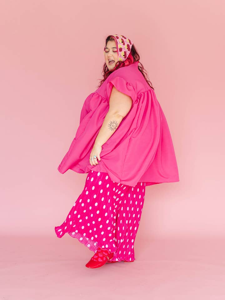Nettle Studios - Wholesale Dress - Women's - Hot Pink Mini Mushroom Dress - Size Inclusive4