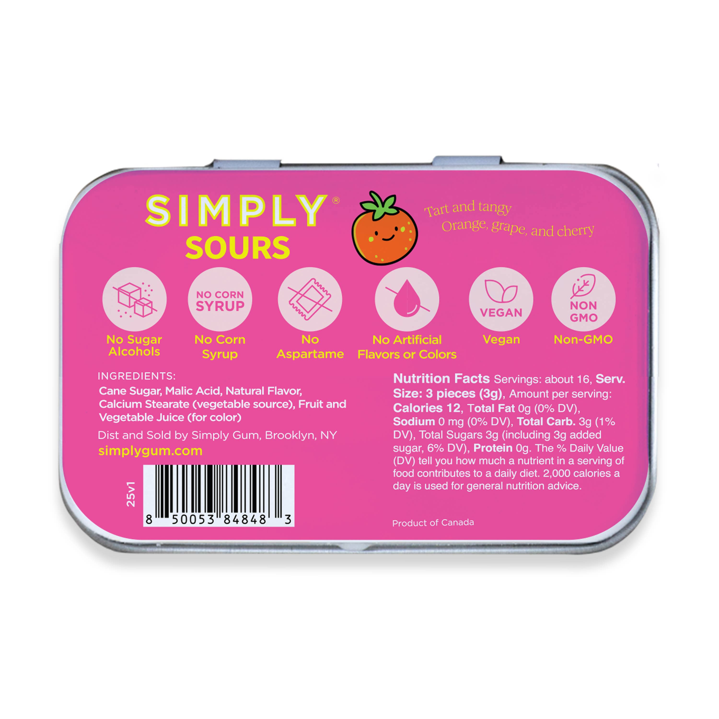 Simply Gum - Wholesale Hard Candy - Simply Sours - Fruit Punch 1.8oz4