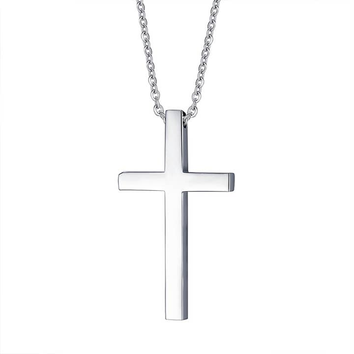 Men's Slim Minimalist Silver Cross Pendant, 54mm for wholesale by PAXPARIS