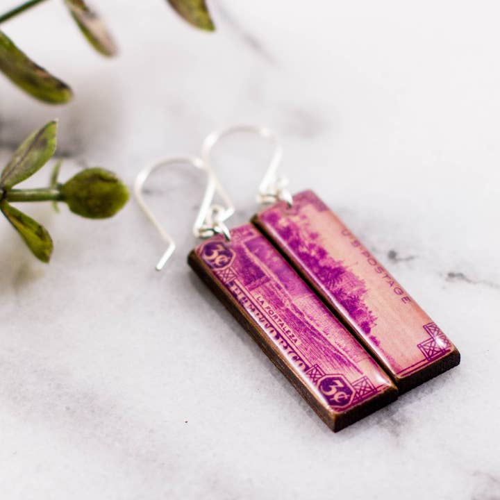 Brincos de selo postal vintage de Porto Rico por atacado de No Man's Land