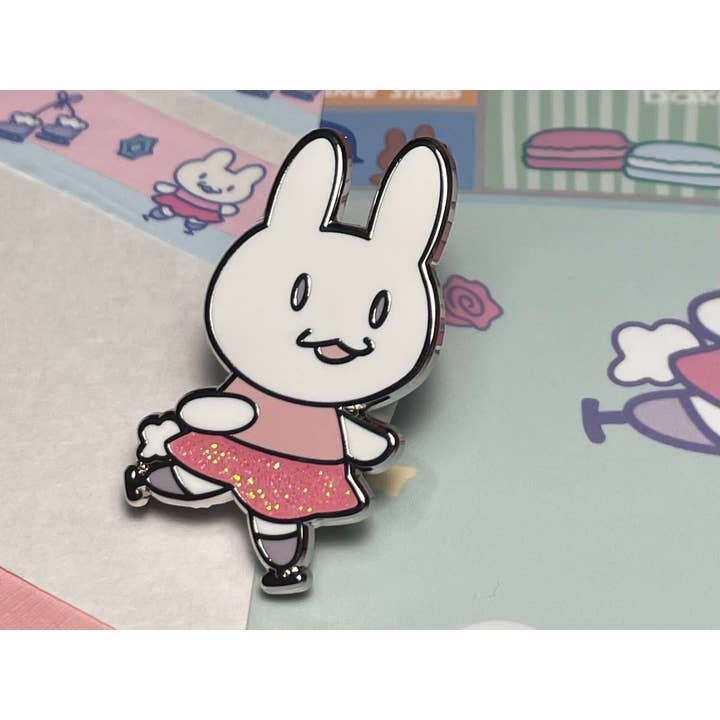 Courtney Elizabeth Studio - Wholesale Lapel Pin/Button - Gizmo The Figure Skating Bunny Hard Enamel Pin1