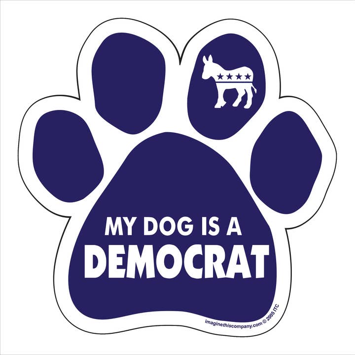 My Dog is a Democrat Blue Paw Magnet for wholesale by Imagine This Company