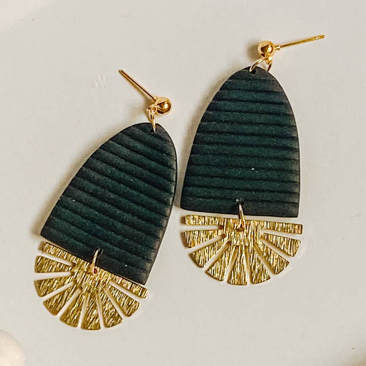 Textured Black Accent Dangles for wholesale by Happily Handmade Clay
