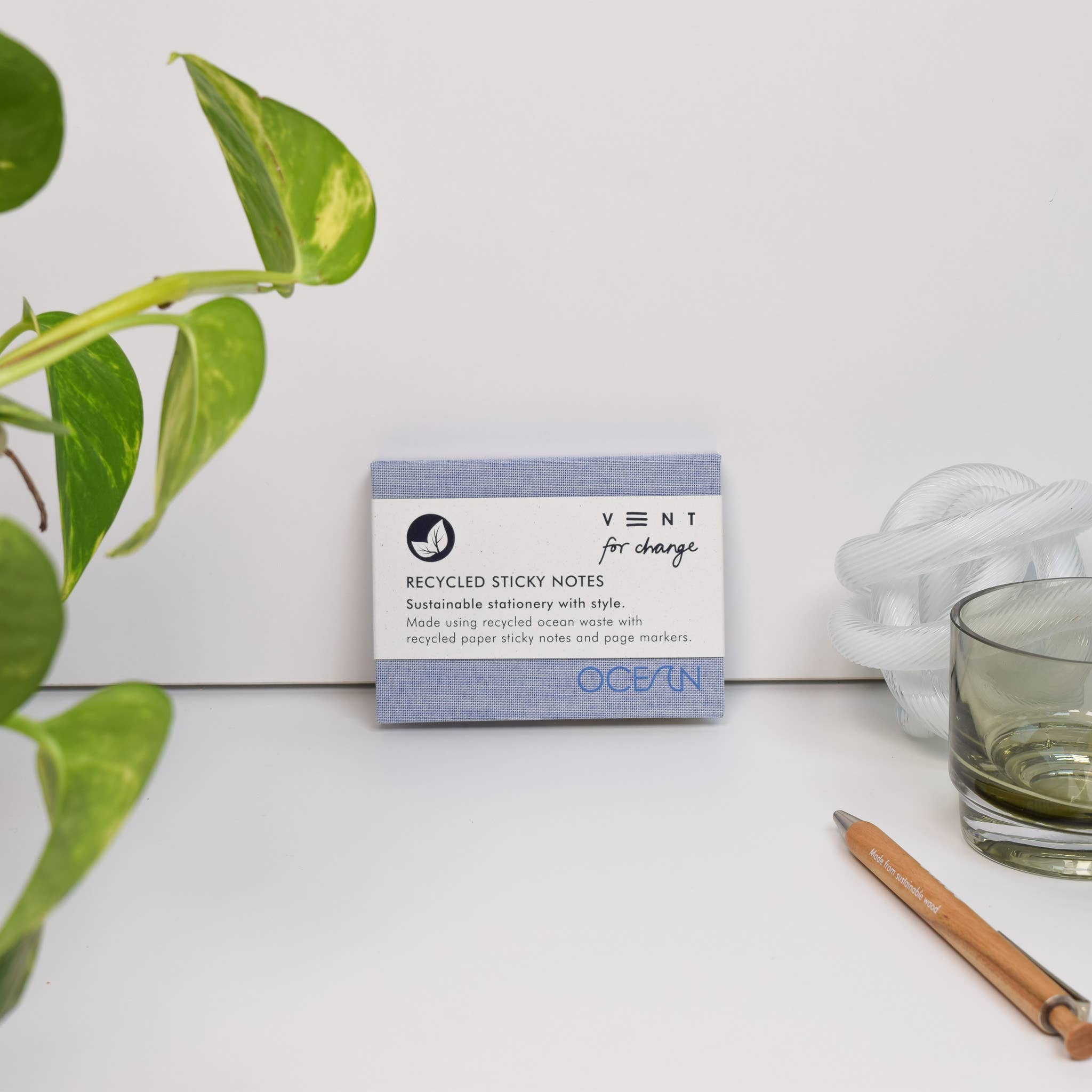 VENT for Change - Wholesale Sticky Notes - Recycled Ocean plastic waste Sticky Notes Pad - Blue1
