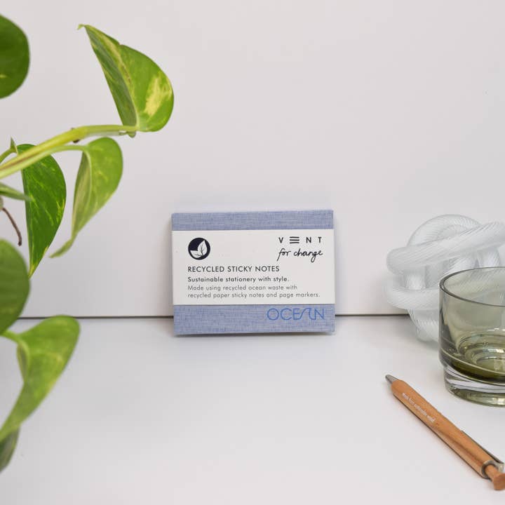 VENT for Change - Wholesale Sticky Notes - Recycled Ocean plastic waste Sticky Notes Pad - Blue1