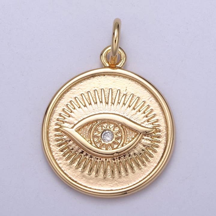 Gold Filled Eye Charm, Mystic Eye Pendant Amulet Evil Eye Charm, Occult Symbol, Third Eye, Lucky Evil Eye Pendant N-412 for wholesale by Aim Eternal