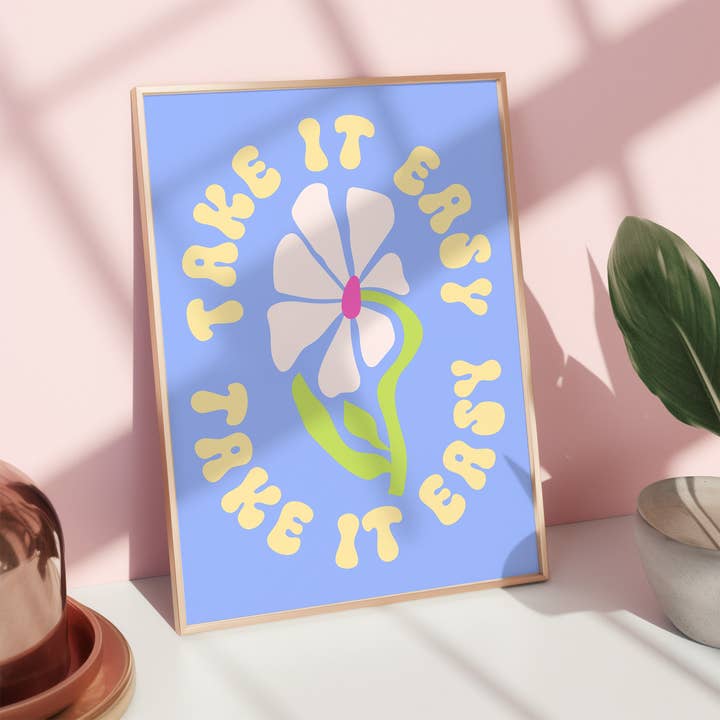 TAKE IT EASY | Poster, Quote Print Colour, Danish Pastel for wholesale by Moo and May Studio