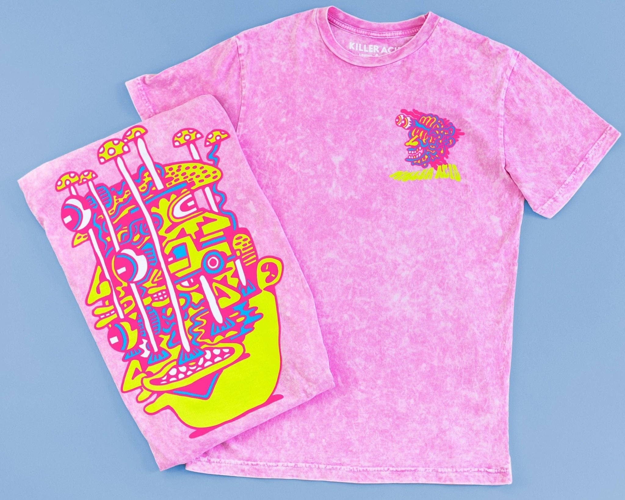 Killer Acid - Vente T-shirt sérigraphié – unisexe - T-shirt rose délavé à l'acide Results May Vary