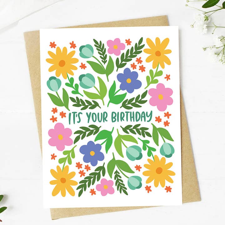 Big Moods - Wholesale Birthday Card - "It's your birthday" Bold Spring Floral Pattern Card3