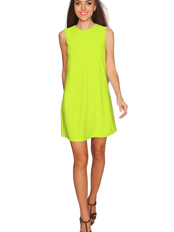Vestido Mini Sem Mangas Amarelo Néon Verde Lima - Mulher por atacado de Pineapple Clothing