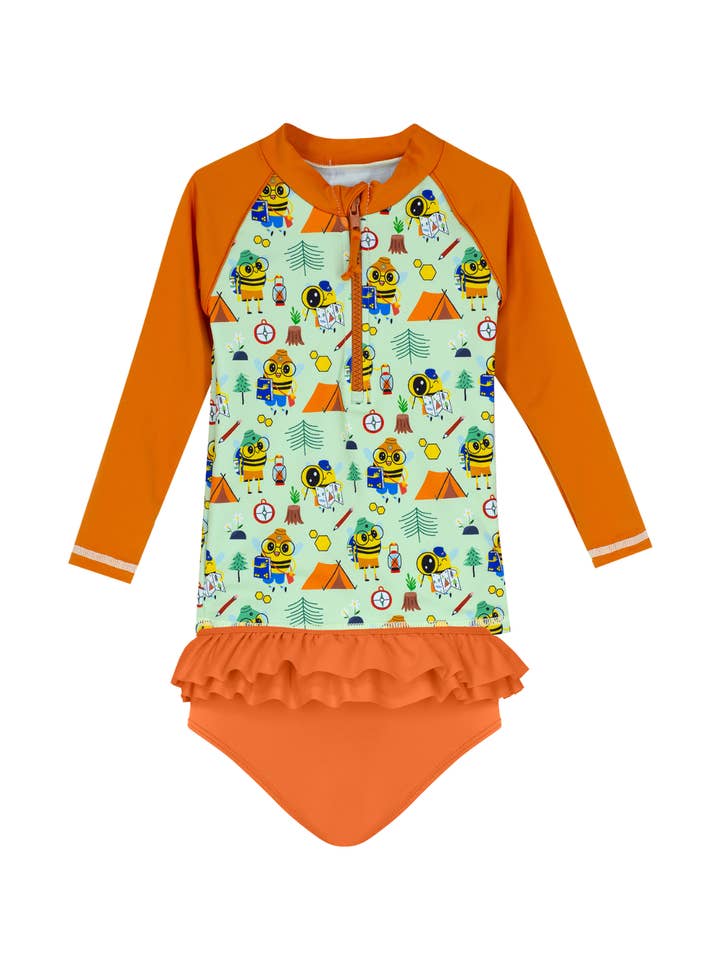 Bee Print UPF50+ Baby Swim Set (Rashguard + Bikini Bottom) for wholesale by Daring Littles
