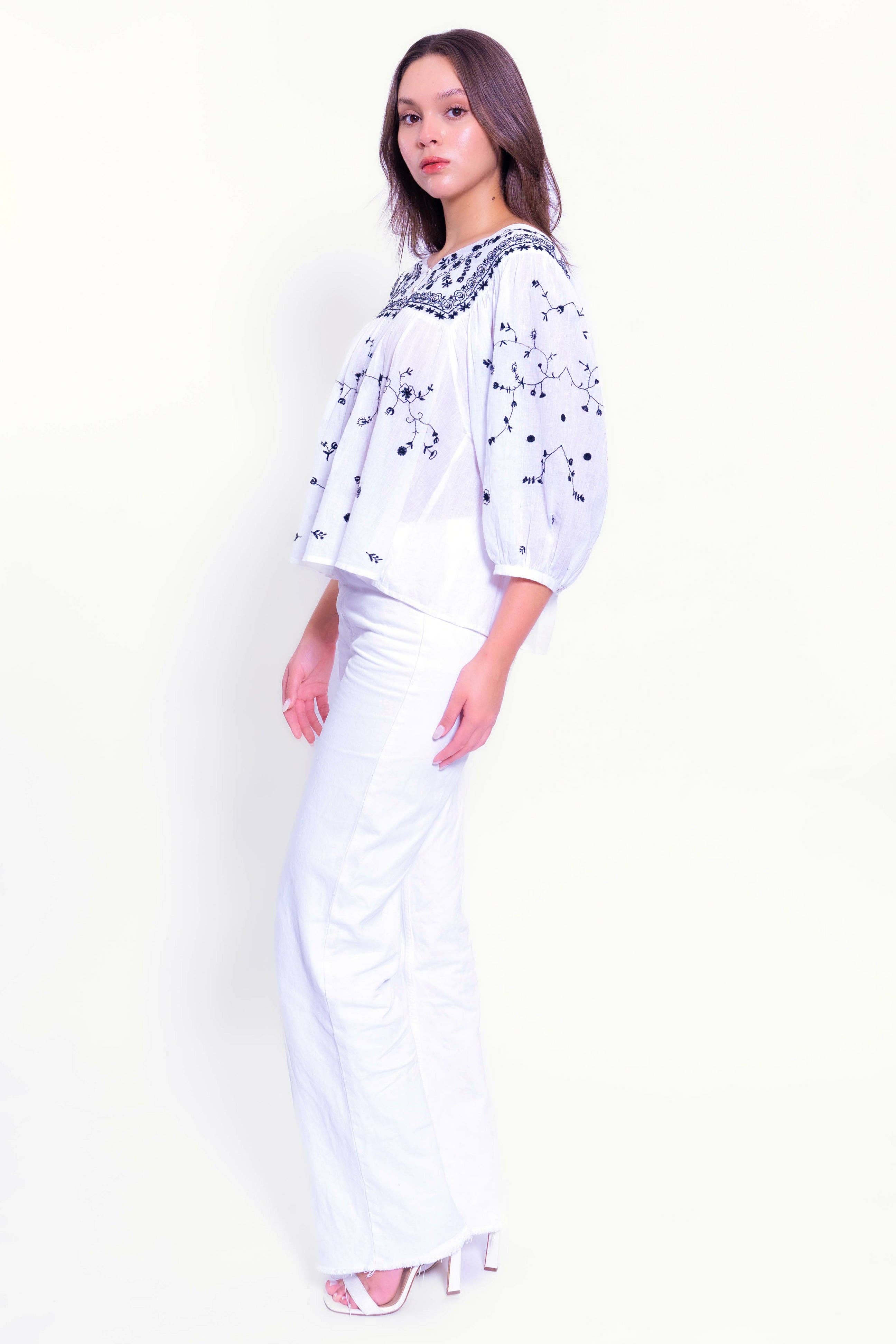 blanc Top blanc en coton G-23 802 en vente sur Faire4