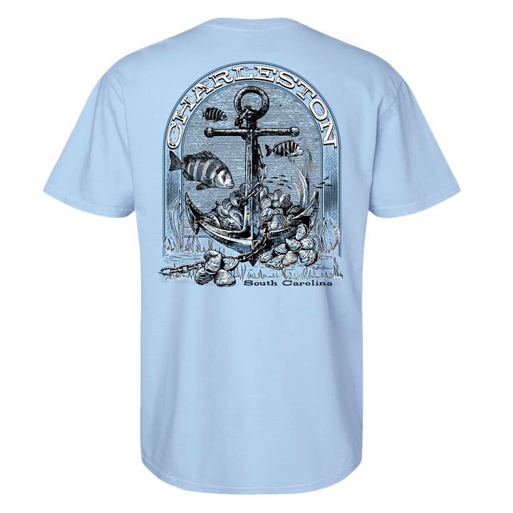Charleston Apparel - Wholesale Screen Printed T-Shirt - Unisex - Anchor Oysters Customizable Sheepshead Fish Shirt