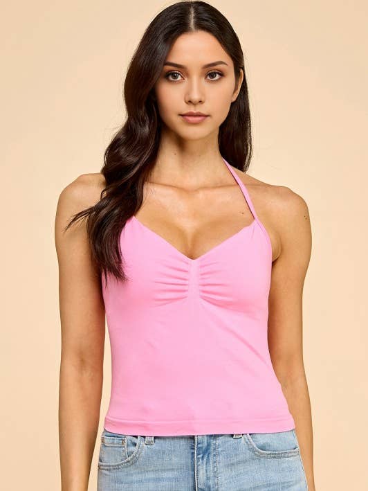 PT59 GERIMPELDE HALTERNEK TANKTOP voor wholesale door MIO WHOLESALE