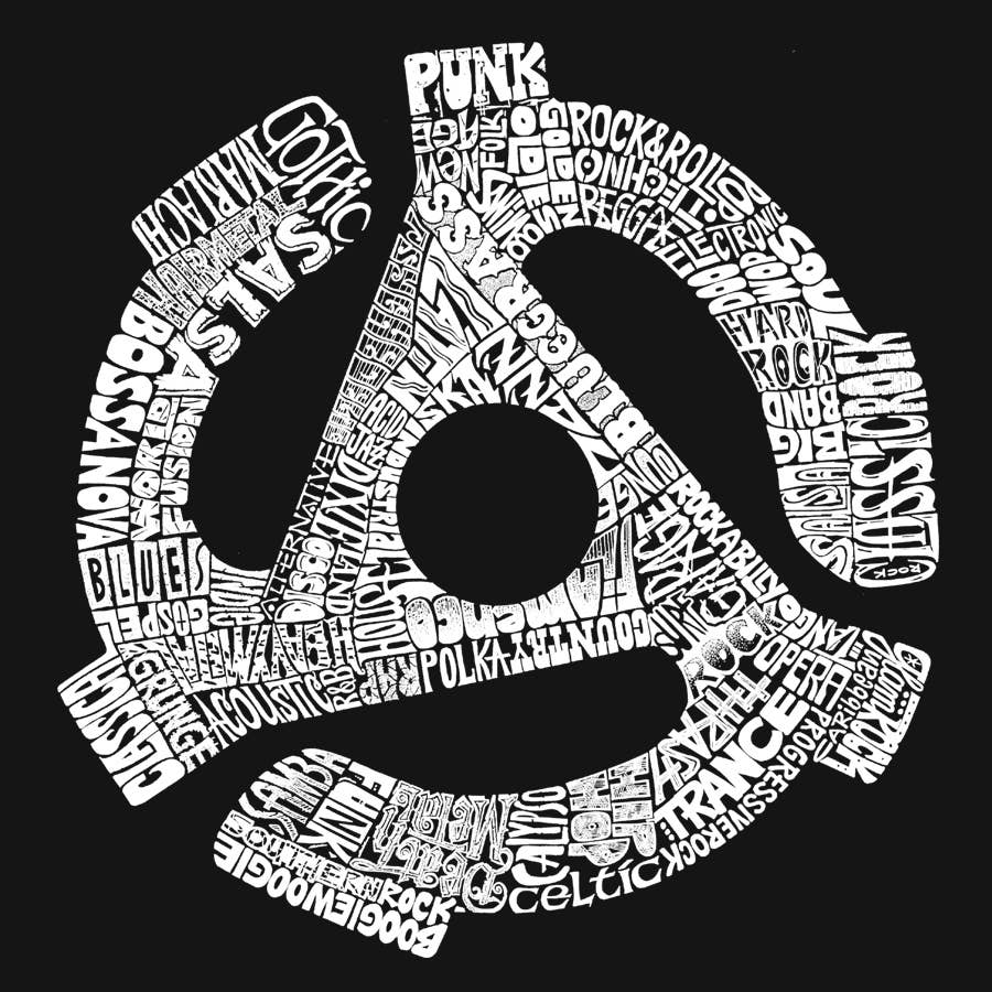 LA Pop Art - Wholesale Screen Printed T-Shirt - Men's - Men's Word Art T-shirt - Record Adapter1