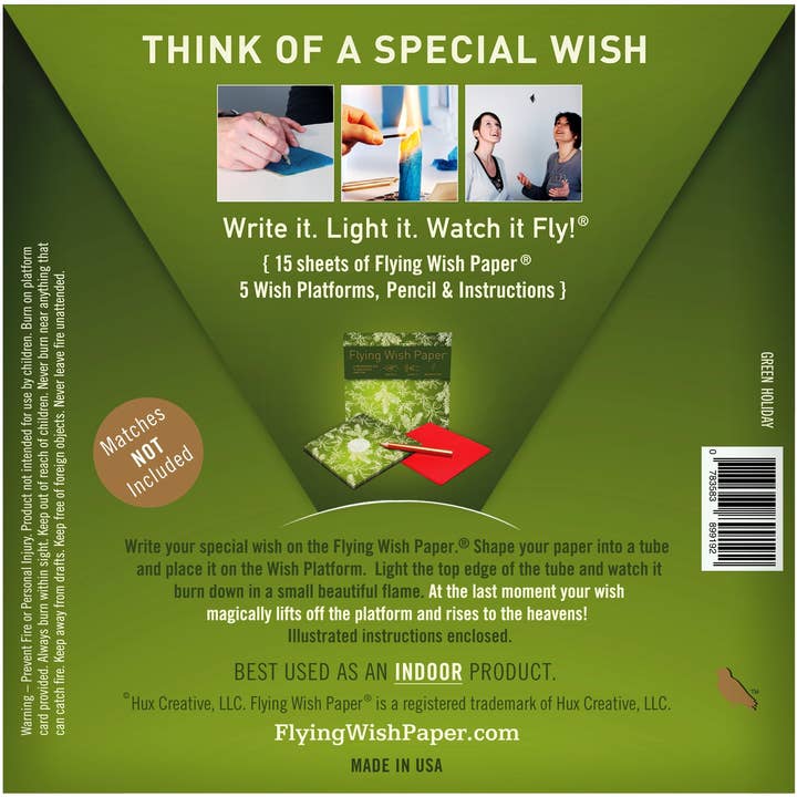 FLYING WISH PAPER ® – wholesale Christmas card – GREEN HOLIDAY, Advent Holiday Decorations, Stocking Stuffers1