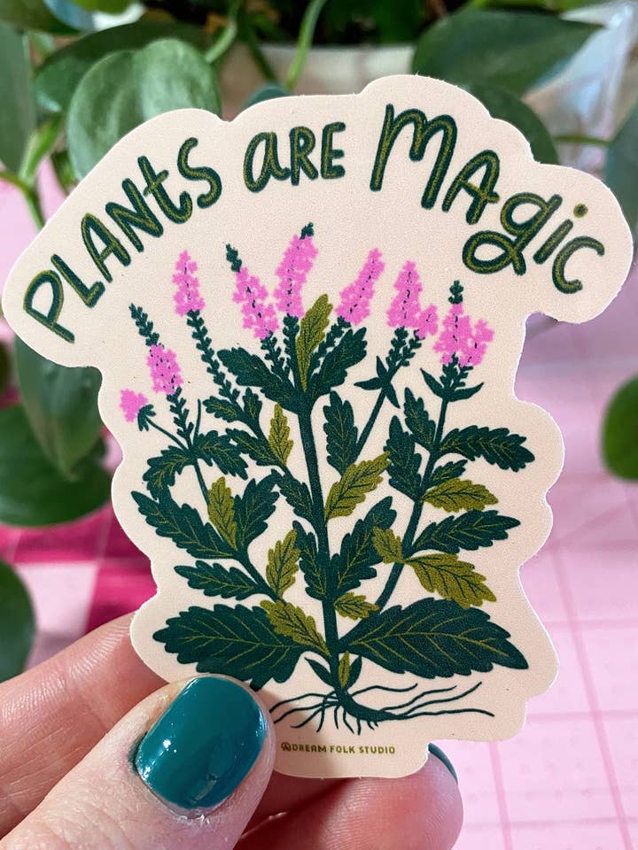 Aufkleber Plants are Magic, Eisenkraut, Eisenkraut für den Großhandel von Dream Folk Studio