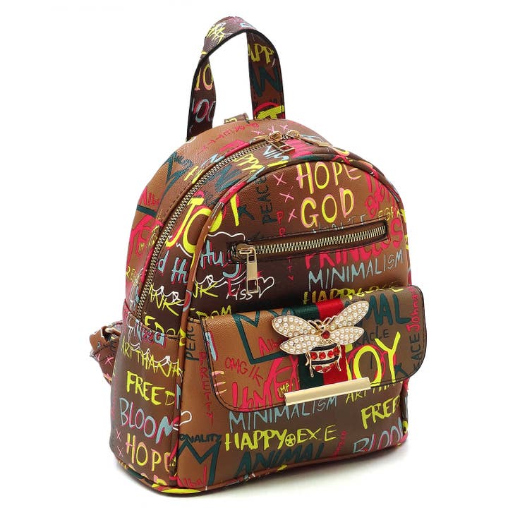Sac à dos Graffiti Rayé Queen Bee GP756B pour la vente par M&M HANDBAGS, LLC.