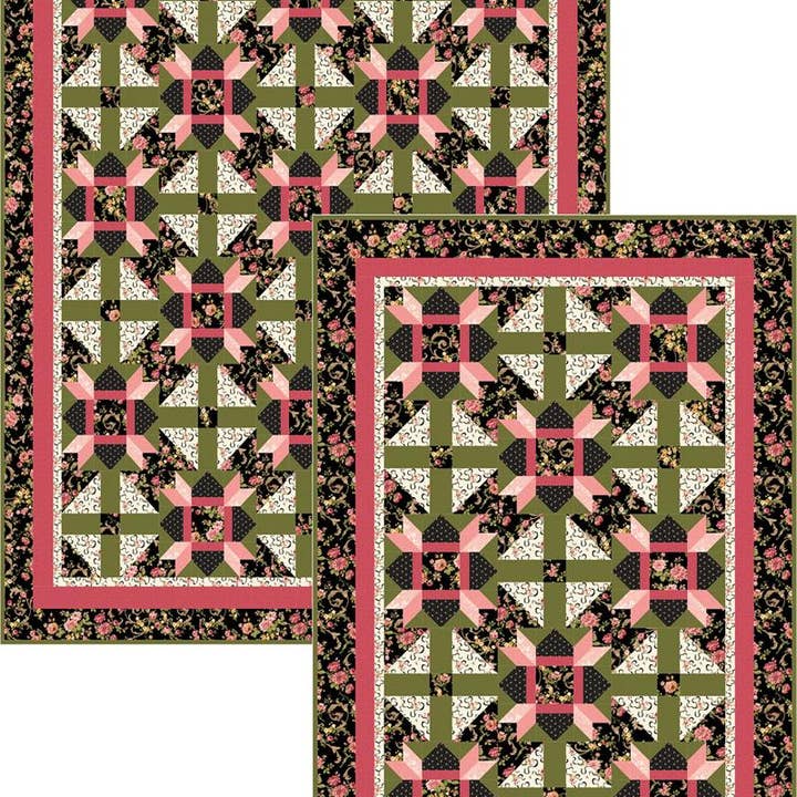 Schema per Trapunta a Fiori Neri Crossroads BS2-318w - Prodotto all'Ingrosso per la vendita all'ingrosso da parte di QuiltWoman