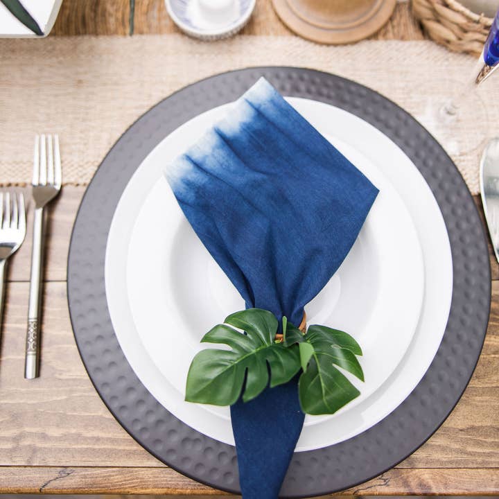 TerraKlay – wholesale Dinner & cloth napkin – Indigo Blue Cotton Napkins Naturally Dyed Ombré Shibori1