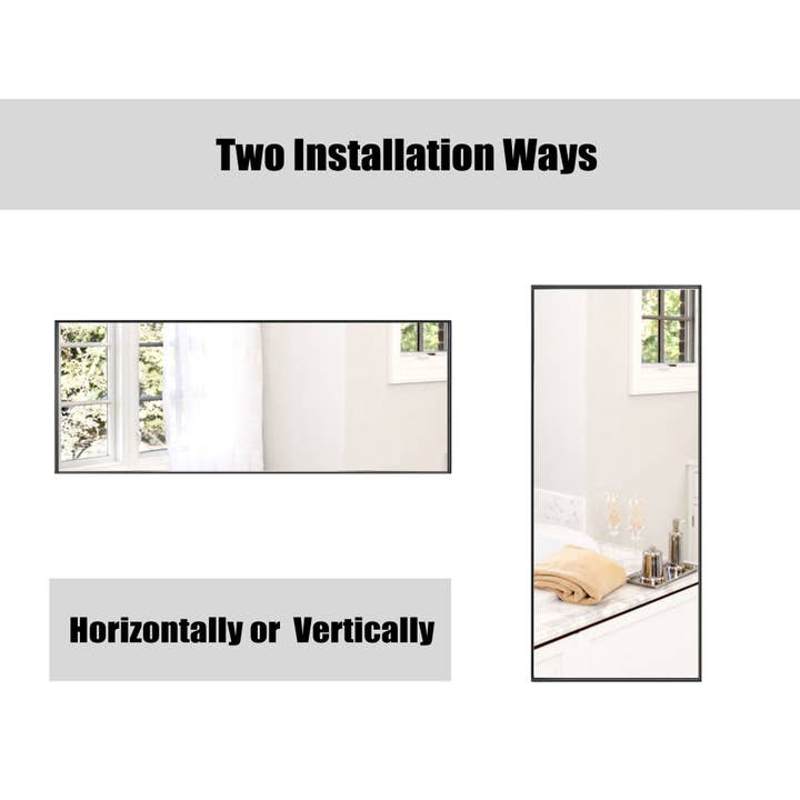 Brio Lighting - Wholesale Wall Mirror - Reflections Modern 22x55" Black Aluminum Framed Wall Mirror