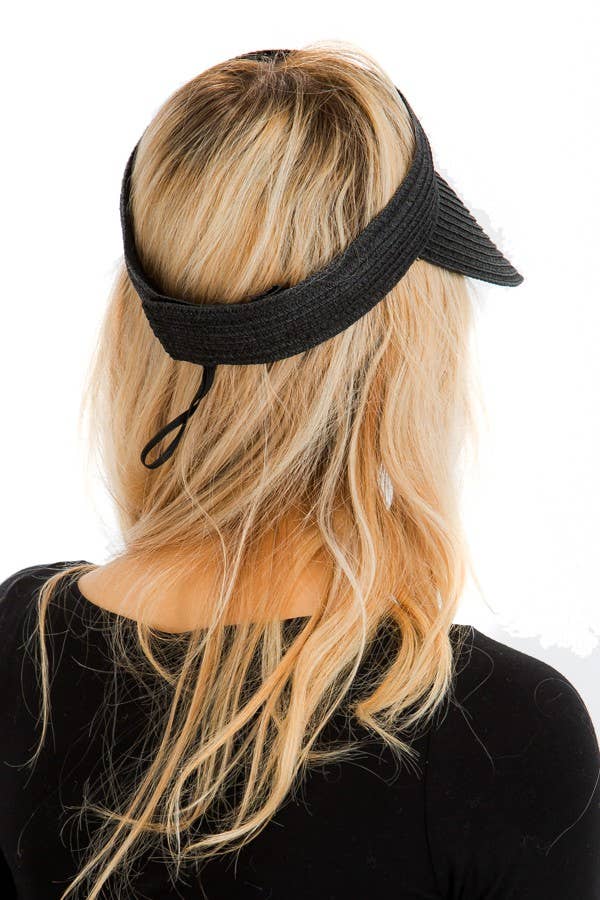 Cap Zone – wholesale Visor – Women's – Petite Solid Color Roll-Up Paper Straw Sun Visor5