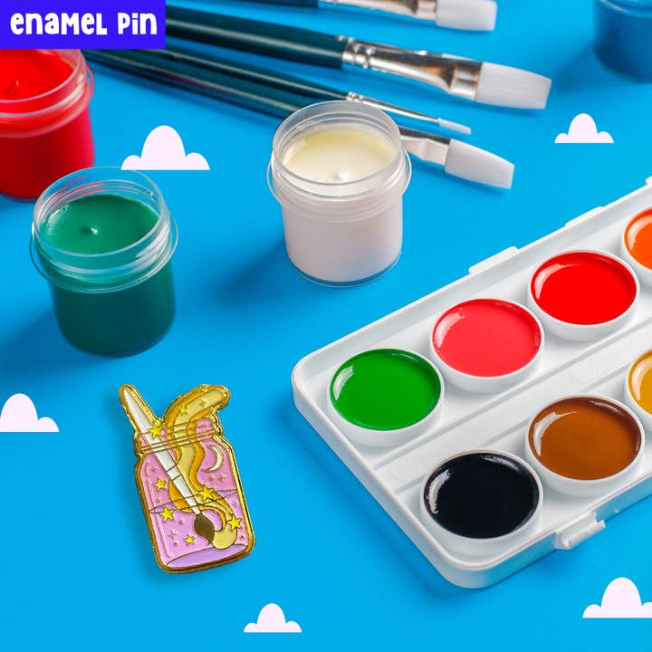 Neha Lee Designs - Wholesale Lapel Pin/Button - Magic Potion Paintbrush Enamel Pin, Gift for Creative Minds1