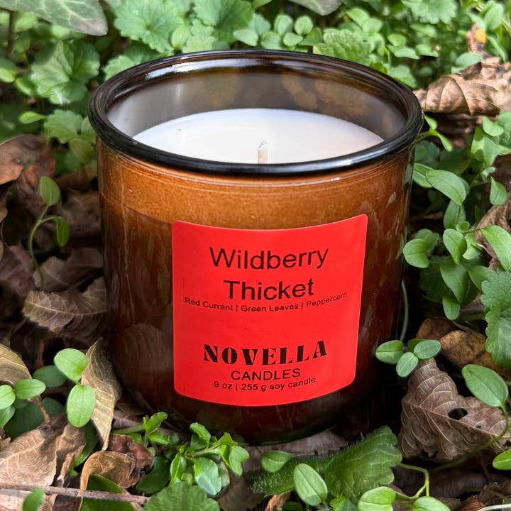 Wildberry Thicket Recycled Glass Candle for wholesale by Novella Candles