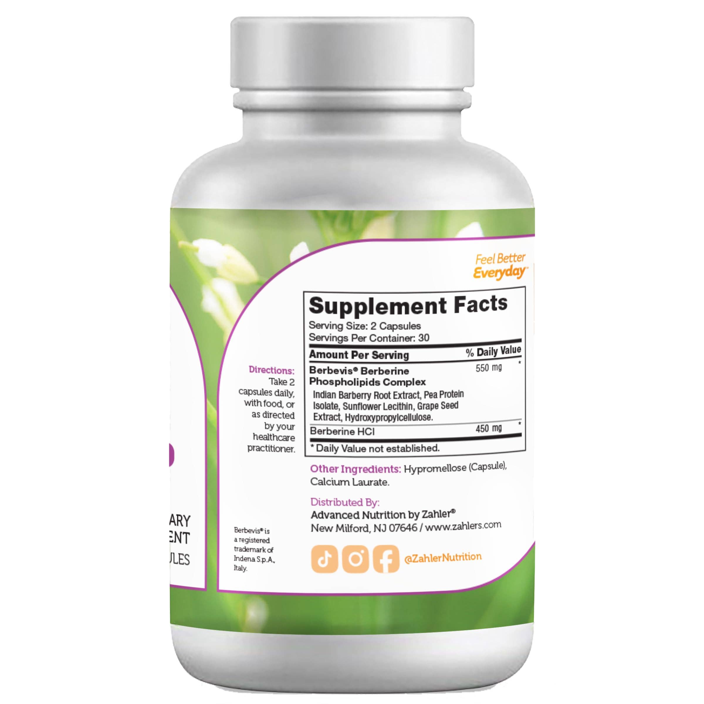 Advanced Nutrition by Zahler - Vendita all'ingrosso Vitamine/integratori orali - Berberina con Berbevis clinicamente valutato, 60 capsule.1