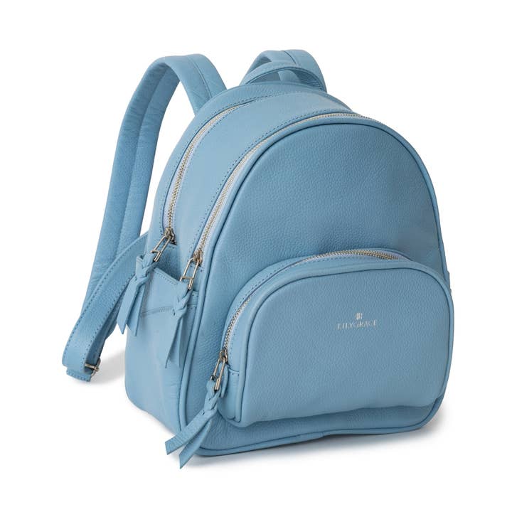 Leather Backpack - Airlie Blue for wholesale by Lily Grace Co.