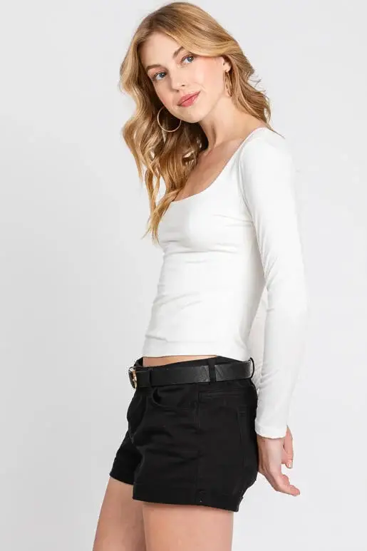 Final Touch - Wholesale Knit Top - Women's - Double Layered Square Neck Basic Top - T1710919
